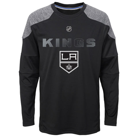 Outerstuff Los Angeles Kings NHL Boys Kids (4-7) Gamma Long Sleeve Performance Shirt, Black