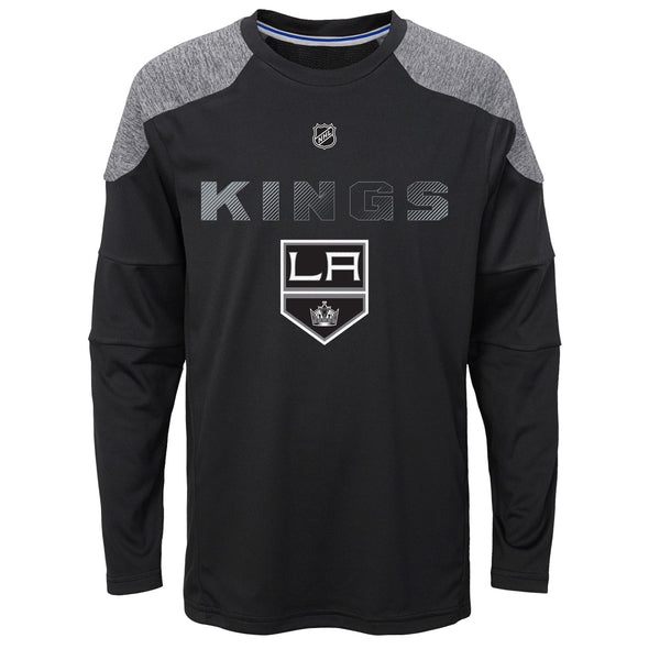 Outerstuff Los Angeles Kings NHL Boys Kids (4-7) Gamma Long Sleeve Performance Shirt, Black