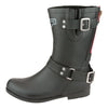 London Fog Women's Janet Waterproof Fashion Buckle Rain Boots, Black
