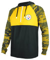 Zubaz NFL Men's Pittsburgh Steelers Team Color Block 1/4 Zip Hoodie W/Camo Lines