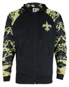 Zubaz NFL Men's New Orleans Saints Full Zip Hoodie with Lava Sleeves