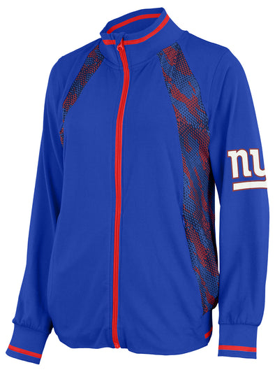 Zubaz NFL Women's New York Giants Elevated Full Zip Viper Accent Jacket