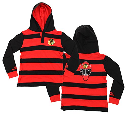 KLEW NHL Youth Chicago Blackhawks Striped Rugby Pullover Shirt