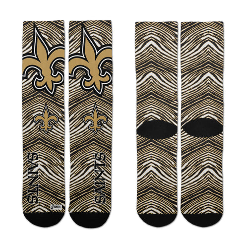Zubaz By For Bare Feet NFL Adults Unisex New Orleans Saints Zubified Dress Socks, Large