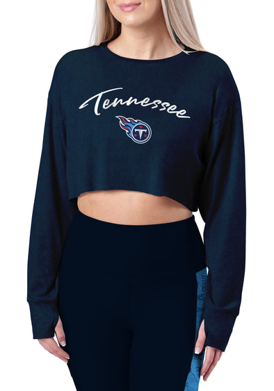 Certo By Northwest NFL Women's Tennessee Titans Central Crop Top, Navy