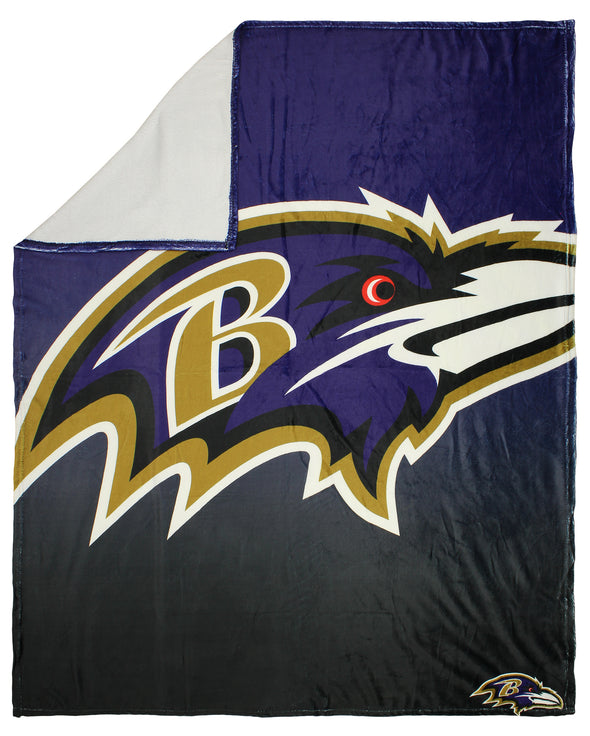 FOCO NFL Baltimore Ravens Gradient Micro Raschel Throw Blanket, 50 x 60