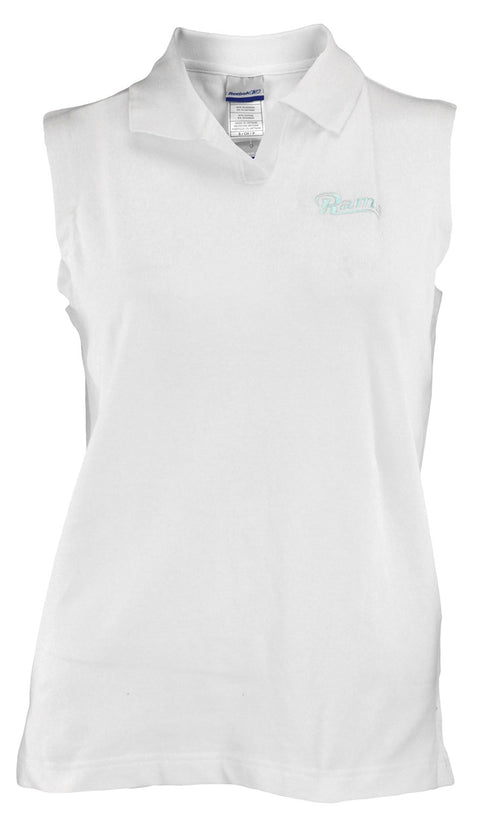 Reebok NFL Womens St. Louis Rams Sleeveless Johnny Collar Polo Shirt, White