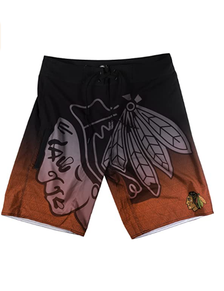 KLEW NHL Men's Chicago Blackhawks Gradient Board Shorts