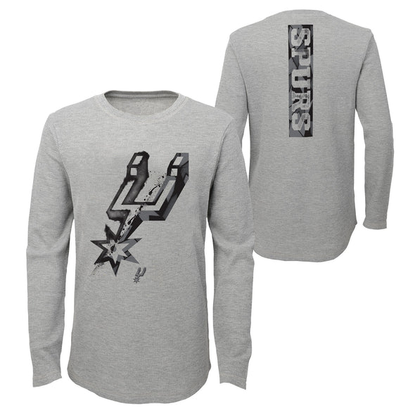 Outerstuff NBA Youth (8-20) San Antonio Spurs Black Out Waffle Knit Thermal Shirt