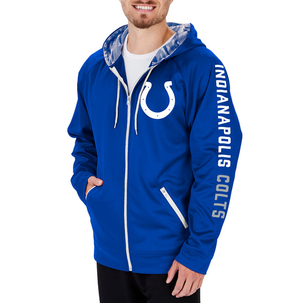 Zubaz Men's NFL Indianapolis Colts Full Zip Camo Hoodie