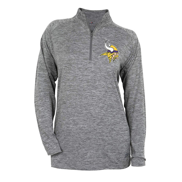 Zubaz NFL Football Women's Minnesota Vikings Tonal Gray Quarter Zip Sweatshirt
