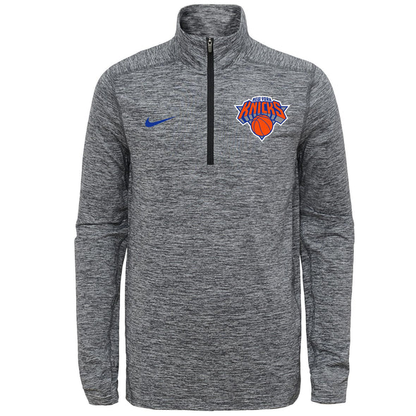 Nike NBA Youth New York Knicks Space Dye Heathered Grey 1/4 Zip Element Pullover
