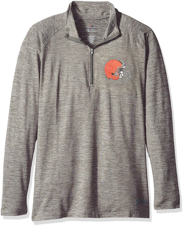 Zubaz NFL Football Women's Cleveland Browns Tonal Gray Quarter Zip Sweatshirt
