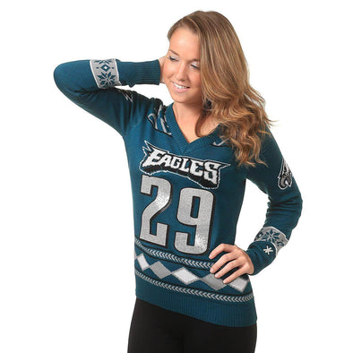 Klew NFL Women's Philadelphia Eagles DeMarco Murray #29 Glitter Player Sweater