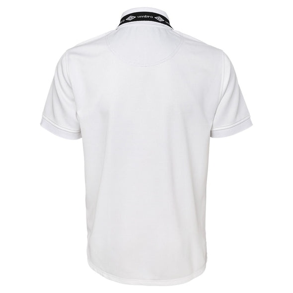 Umbro Men's Short Sleeve 2 Button Logo Polo, White/Black