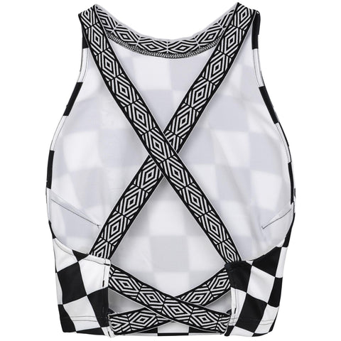 Umbro Womens Criss Cross Band Sports Bra, Black/White