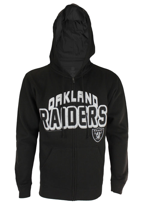 Oakland Raiders NFL Football Men's In The Pocket Full Zip Fleece Hoodie, Black