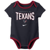 Nike NFL Infant Newborn Houston Texans Nostalgic Icon Creeper 3-Pack Set
