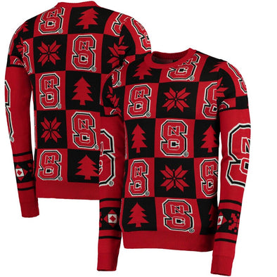 FOCO NCAA Men's NC State Wolfpack Patches Ugly Crew Neck Sweater