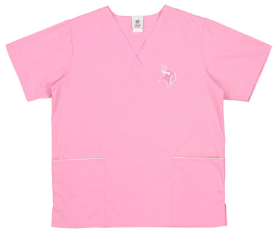 Fabrique Innovations Unisex NFL Minnesota Vikings Breast Cancer Awareness Scrub Top