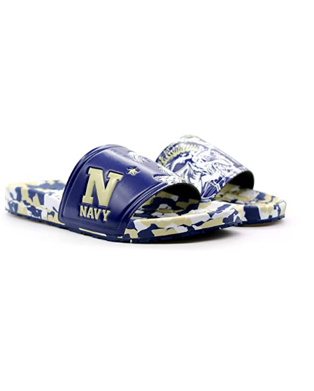 Hype Co College NCAA Unisex Navy Midshipmen Sandal Slides