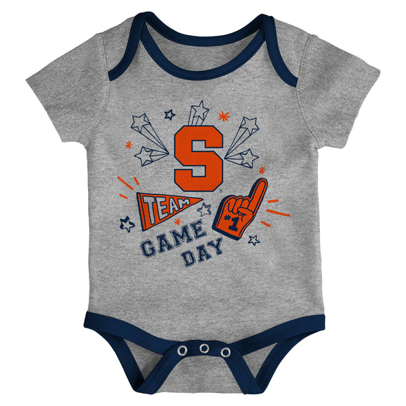 Outerstuff Syracuse Orange NCAA Infant Champs 3-Piece Creeper Set, Navy/Orange/Grey