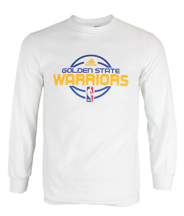 Adidas NBA Men's Golden State Warriors Athletic Basic Graphic Long Sleeve Tee, White