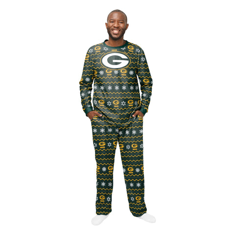 FOCO NFL Men's Green Bay Packers Primary Team Logo 2 Piece Ugly Pajama Set