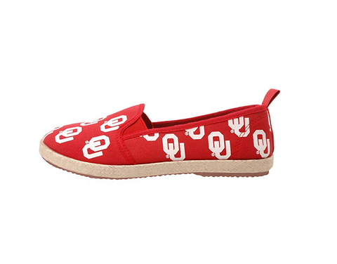 FOCO NCAA Women's Oklahoma Sooners Espadrille Canvas Slip On Shoe