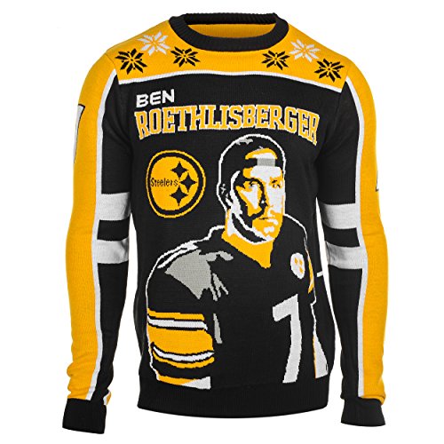 KLEW NFL Men's Pittsburgh Steelers Ben Roethlisberger #7 Ugly Sweater
