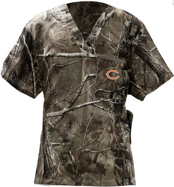 Fabrique Innovations NFL Unisex Chicago Bears Camo Team Logo Scrub Top