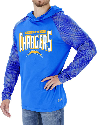 Zubaz Los Angeles Chargers NFL Men's Team Color Hoodie with Tonal Viper Sleeves