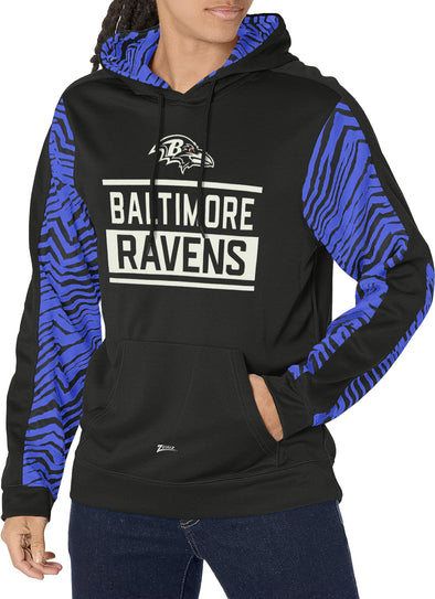 Zubaz NFL Men's Baltimore Ravens Team Color with Zebra Accents Pullover Hoodie