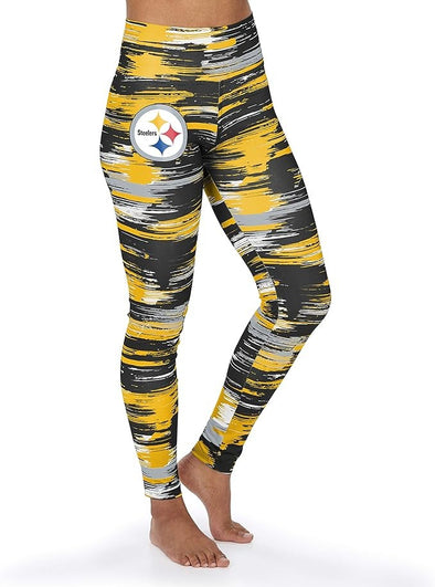 Zubaz NFL Women's Pittsburgh Steelers Brushed Paint Team Color Leggings