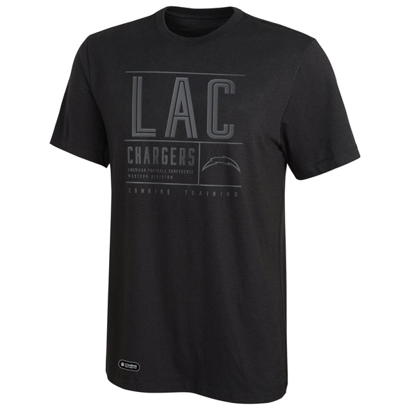 Outerstuff NFL Men's Los Angeles Chargers Covert Grey On Black Performance T-Shirt
