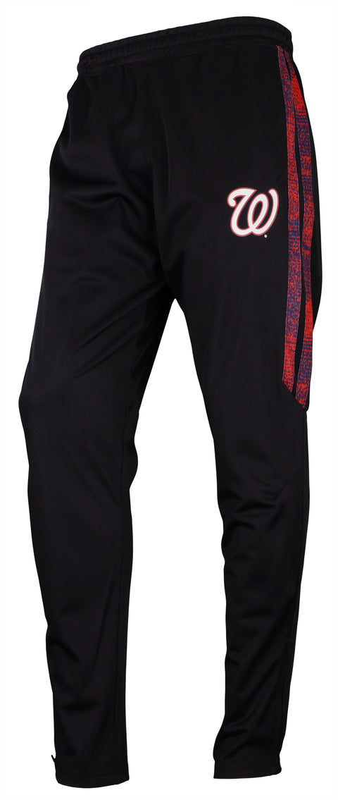 Zubaz MLB Baseball Men's Washington Nationals Static Stripe Black Track Pants