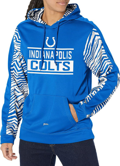 Zubaz NFL Men's Indianapolis Colts Team Color with Zebra Accents Pullover Hoodie
