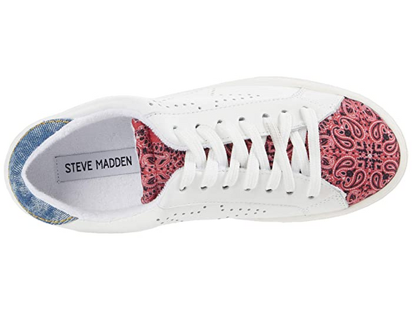 Steve Madden Women's Rezume Low Top Fashion Sneaker, Red Multi