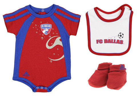 Adidas MLS Infant FC Dallas Team Fan Creeper, Bib & Bootie Set