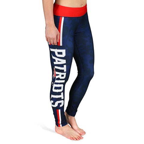 Forever Collectibles NFL Women's New England Patriots Team Stripe Leggings, Navy