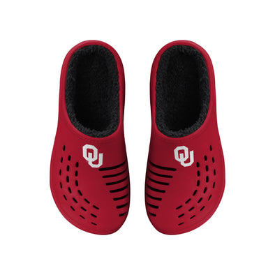 FOCO NCAA Men's Oklahoma Sooners Sherpa Lined Big Logo Clogs