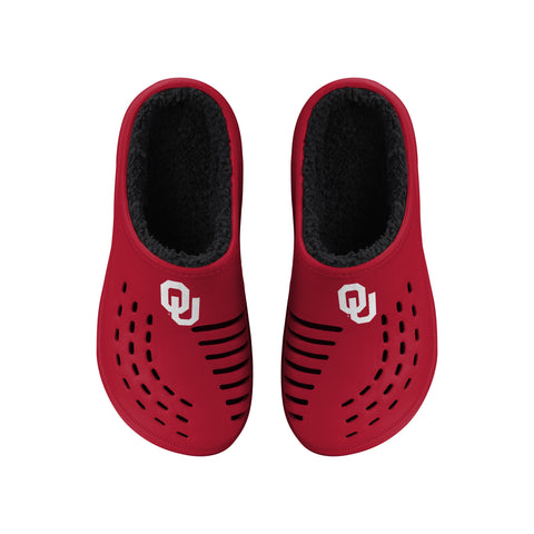 FOCO NCAA Men's Oklahoma Sooners Sherpa Lined Big Logo Clogs