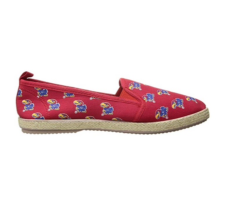 FOCO NCAA Women's Kansas Jayhawks Espadrille Canvas Slip On Shoe