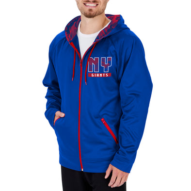 Zubaz NFL Men's New York Giants Full Zip Hoodie With Team Color Camo Lines