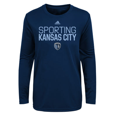 adidas Sporting Kansas City MLS Toddler (2T-4T) Locker Stacked Long Sleeve Tee, Blue