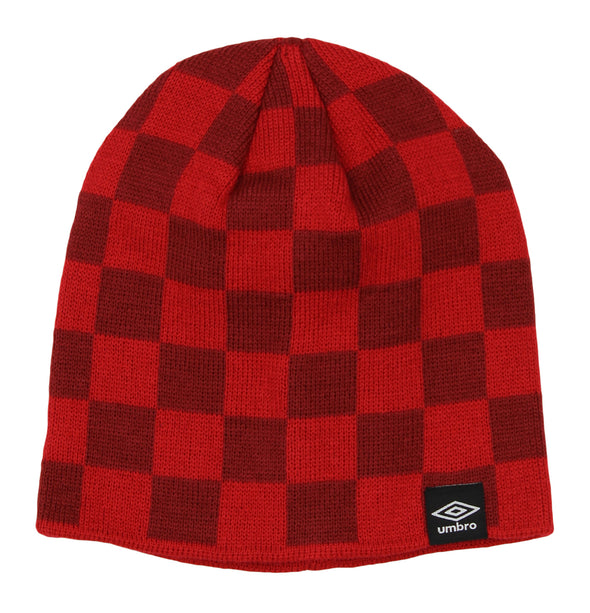 Umbro Men's Checkerboard Knit Skullie Hat, One Size Fits Most, Vermillion