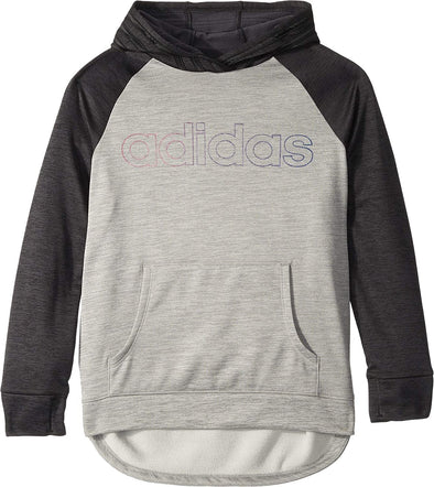adidas Girl's Youth Color Block Hooded Sweatshirt, Black Heather