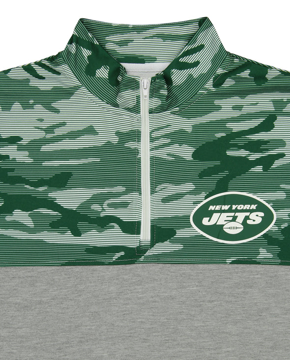 Zubaz Men's NFL New York Jets 1/4 Zip Fleece Pullover with Camo Lines