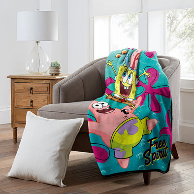 Northwest Nickelodeon Spongbob Free Spirit Silk Touch Sherpa Throw Blanket 50 X 60