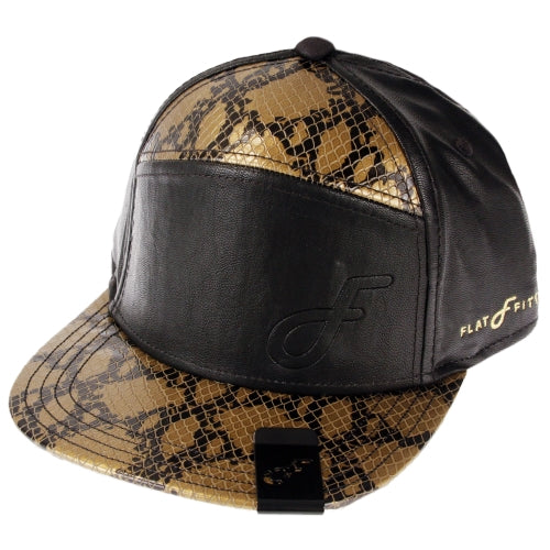 Flat Fitty All F Gold Strapback Cap Hat, Black / Gold, One Size